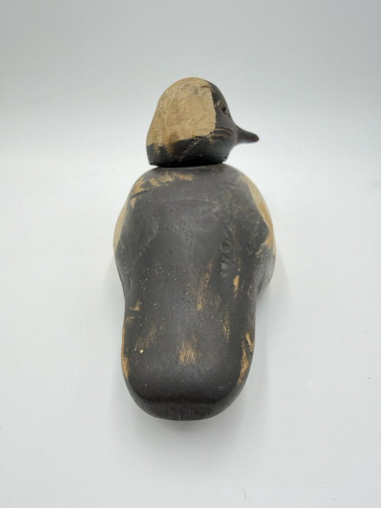 Vintage Ron Fisher Duck Decoy Wood Glass Eyes Swivel Head Folk Art Carved Signed