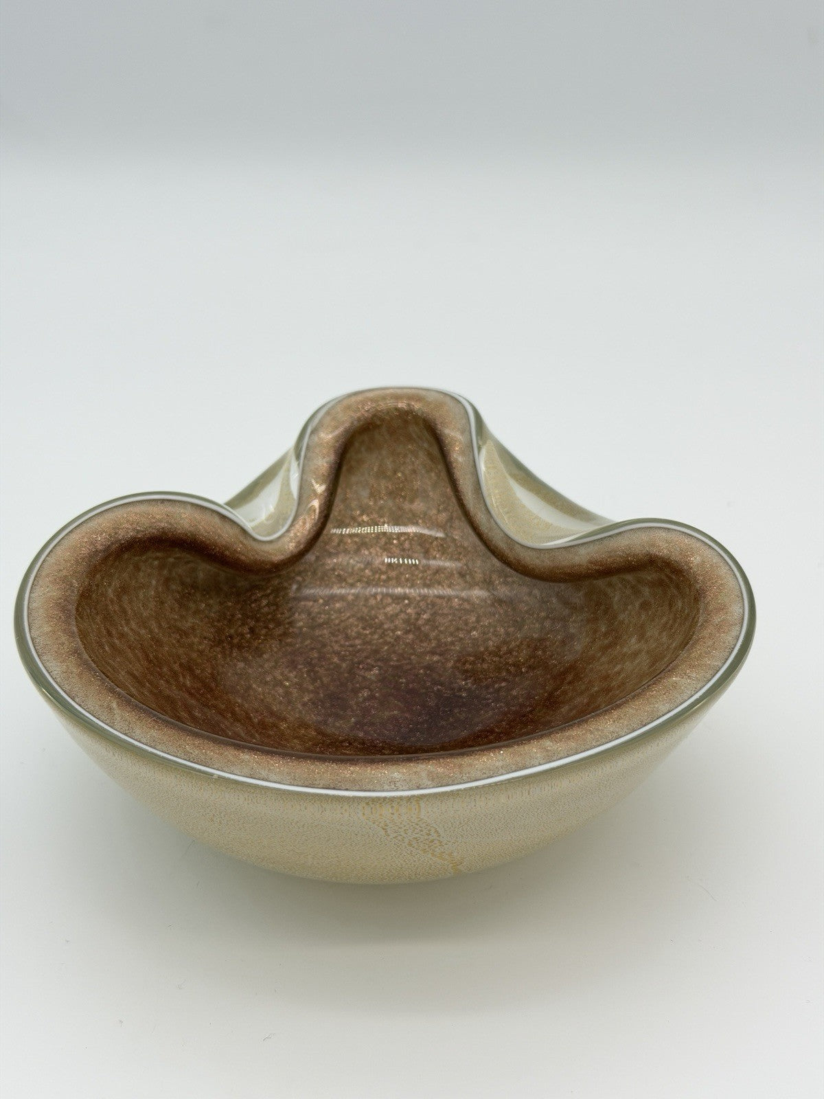 Murano Art Glass Alfredo Barbini Gold Dust Vintage 1950 Ashtray Bowl