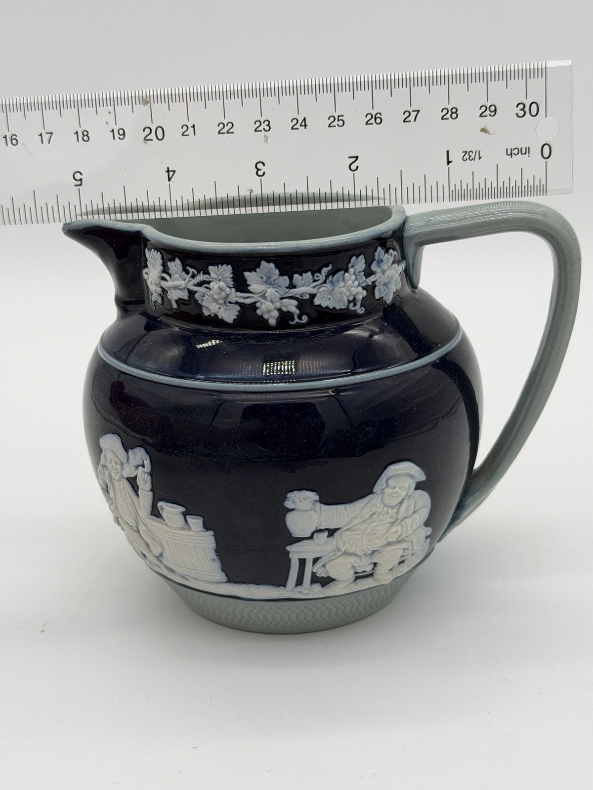 Antique Copeland Late Spode England Cobalt Blue Jasperware Pitcher