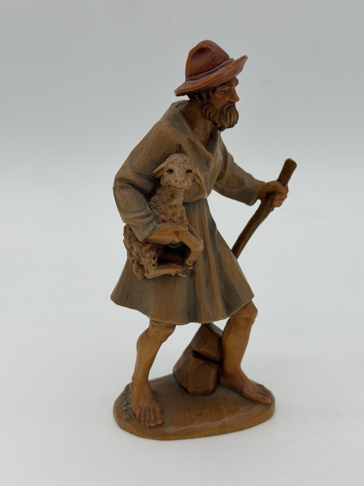 Anri Italy Folk Art Vintage Hand Carved Wood Shepherd Nativity Figurine 5.5”H