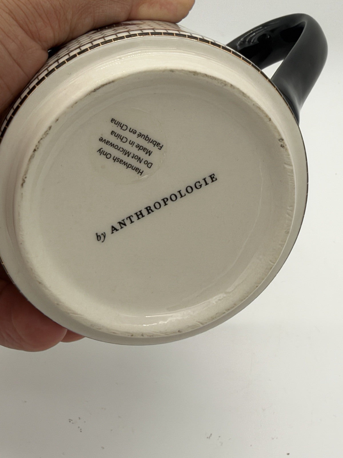 Anthropologie BISTRO TILED MARGOT Mug Cup Tea Coffee Monogrammed Letter R