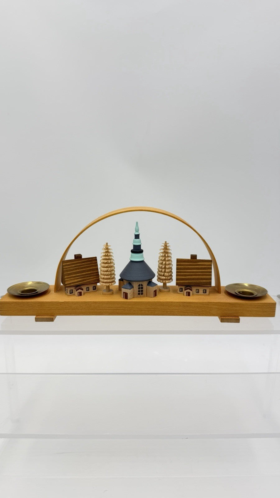 VTG Folk Art Wooden German Christmas Erzgebirge Schwibbogen Candle Holder Arch