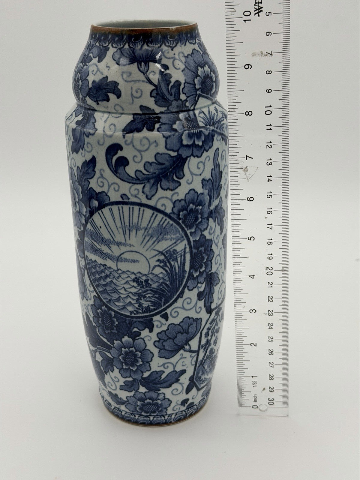 Antique Royal Bonn Franz Anton Mehlem Tokyo White/blue 10” Vase Porcelain German
