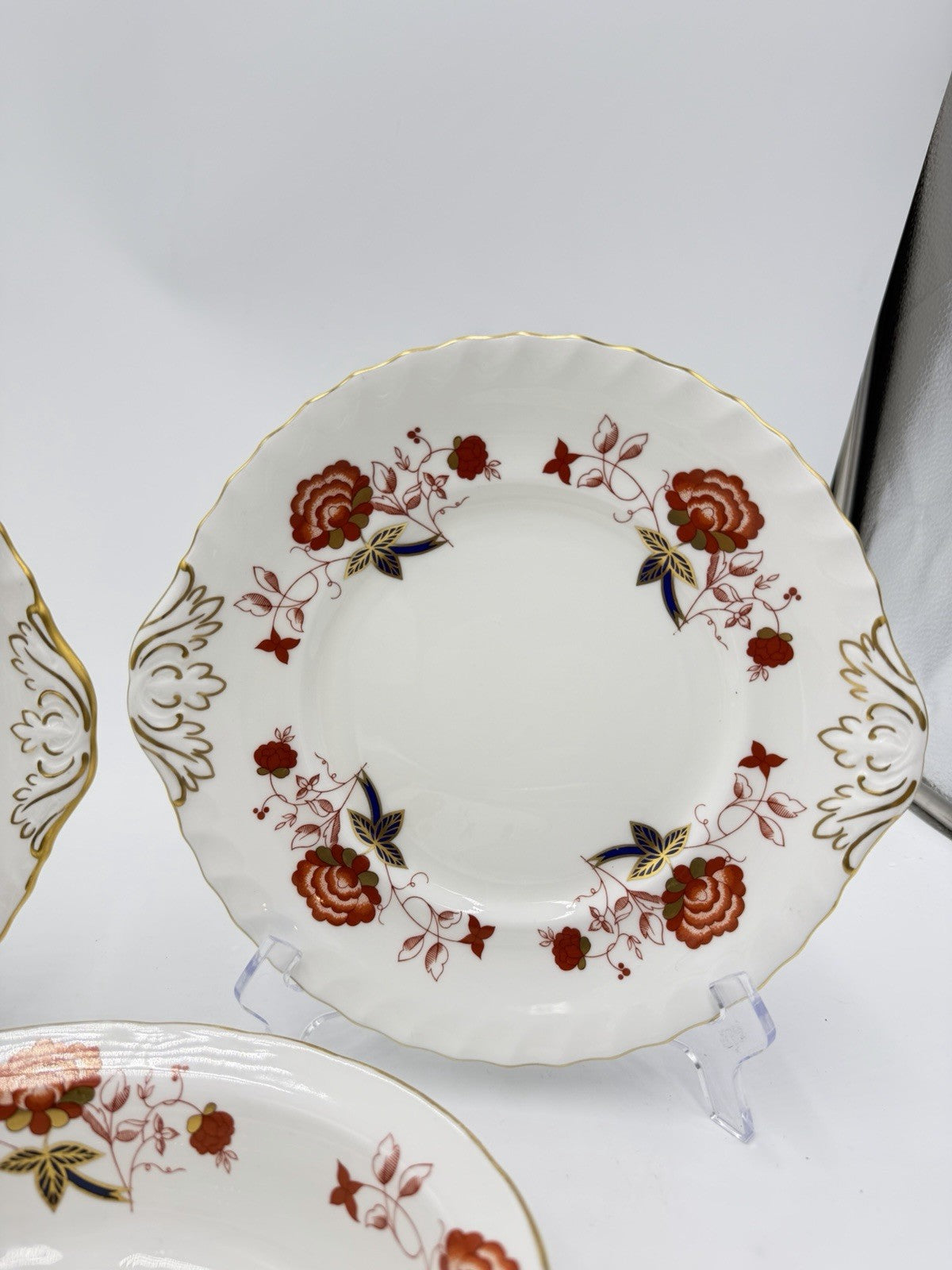 Royal Crown Derby English Porcelain BALI A.1100 XXXIII Vegetable Bowl & 2 Plates