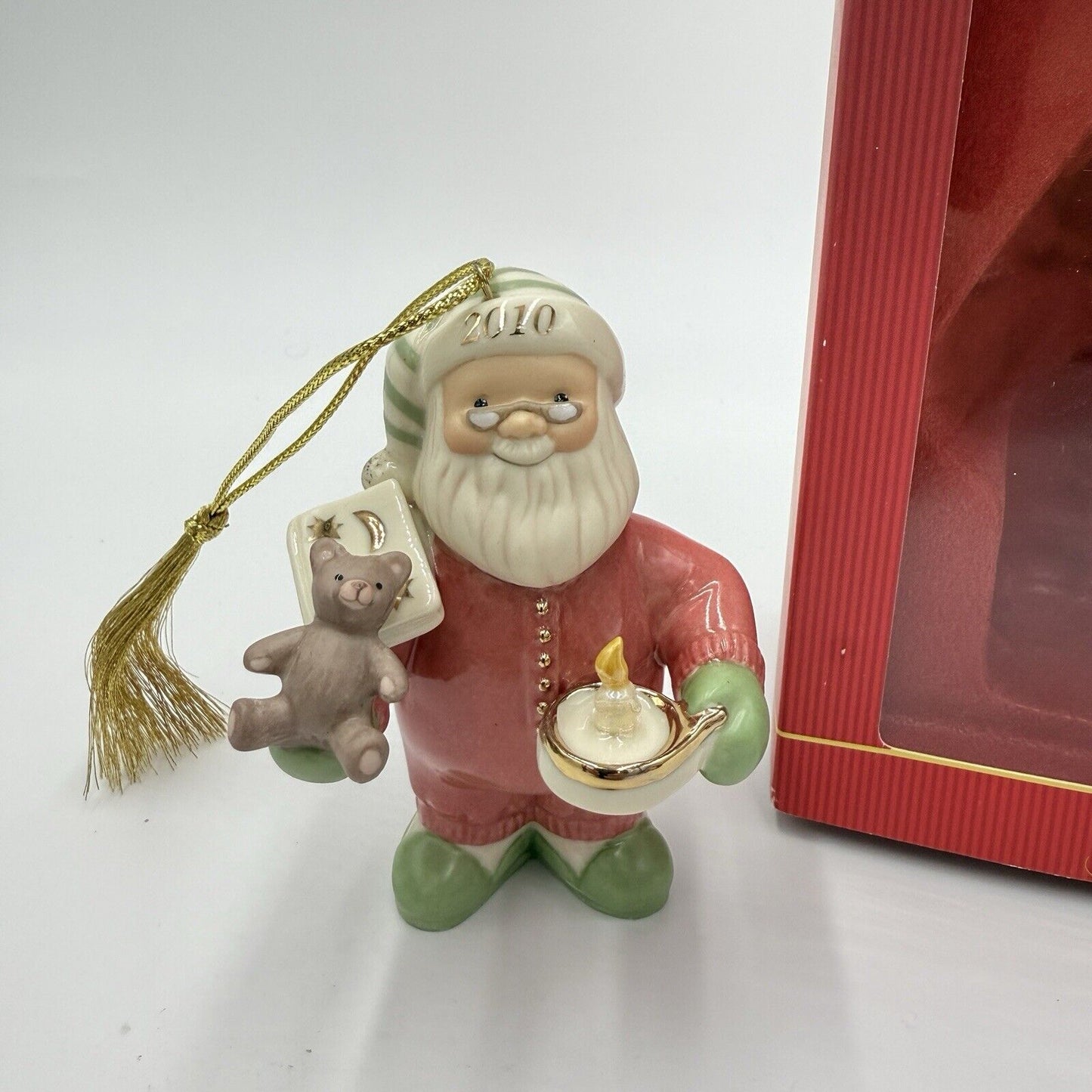 LENOX Annual Christmas Ornament Santa's Slumber Teddy Bear Bedtime Porcelain