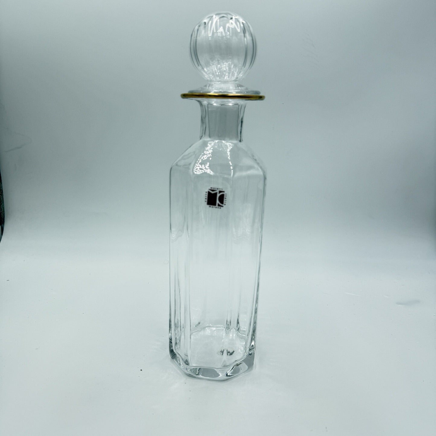 Carlo Moretti Murano Vetri #100 Decanter Stopper Rare Italy Gold Rim Art Glass