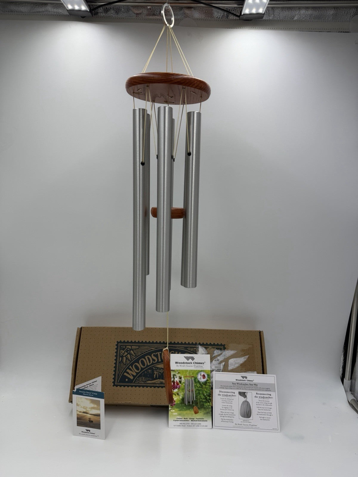 Woodstock Wind Chimes Amazing Grace song Chime Medium Silver O-ring 24” /2019