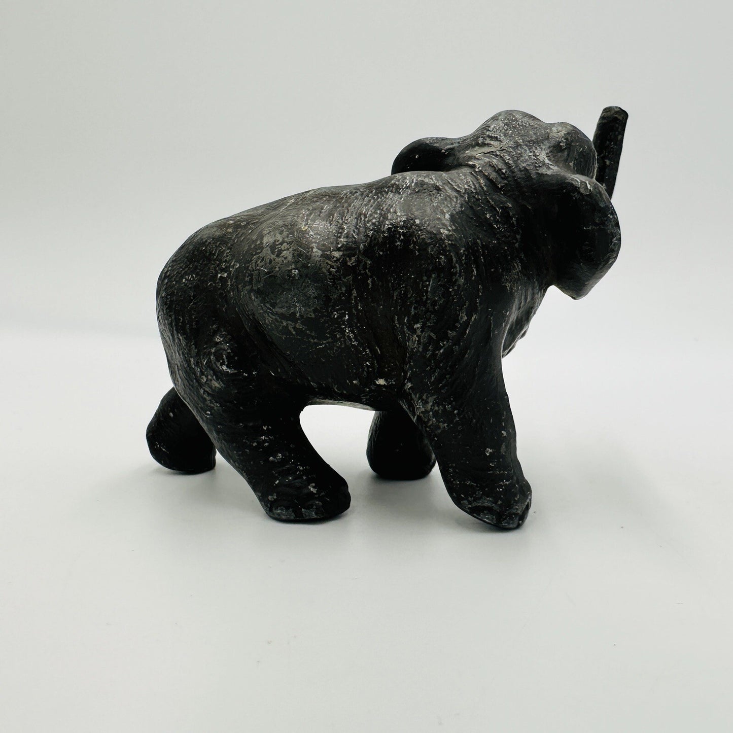 Elephant Figurine Trunk Up Realistic Japan Metal Red Ears Vintage Metal