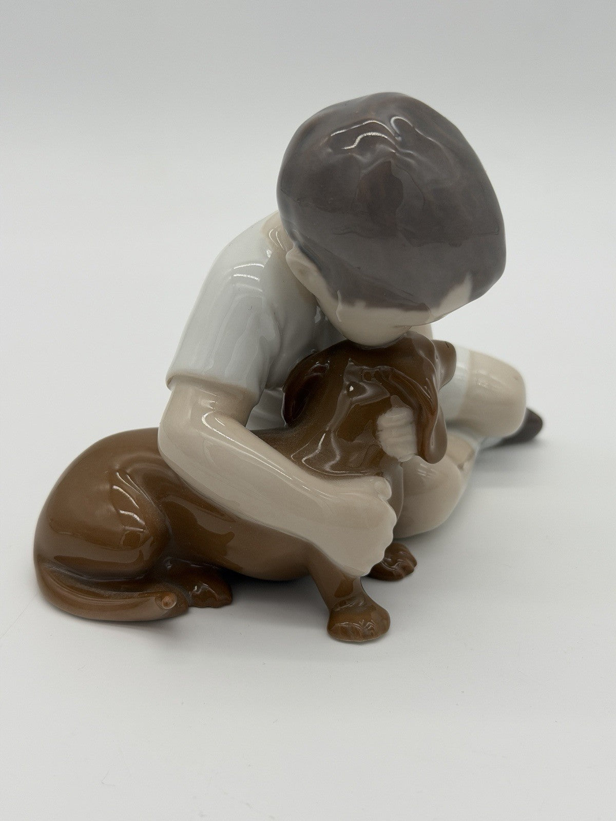 Bing & Grondahl Denmark True Friendship Boy brown dachshund Porcelain Figurine