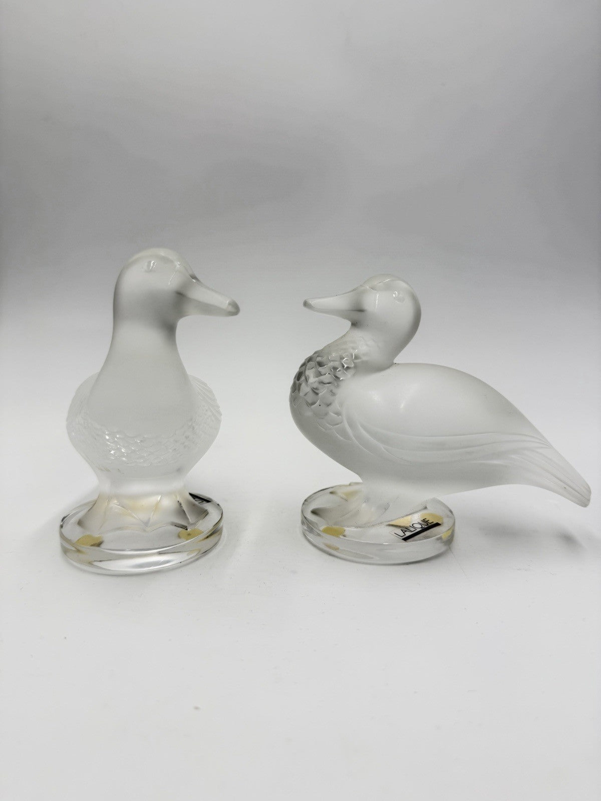 Lalique Paris France Crystal Duck Canard 2 Figurines 11657 & 11659 Vintage Pair