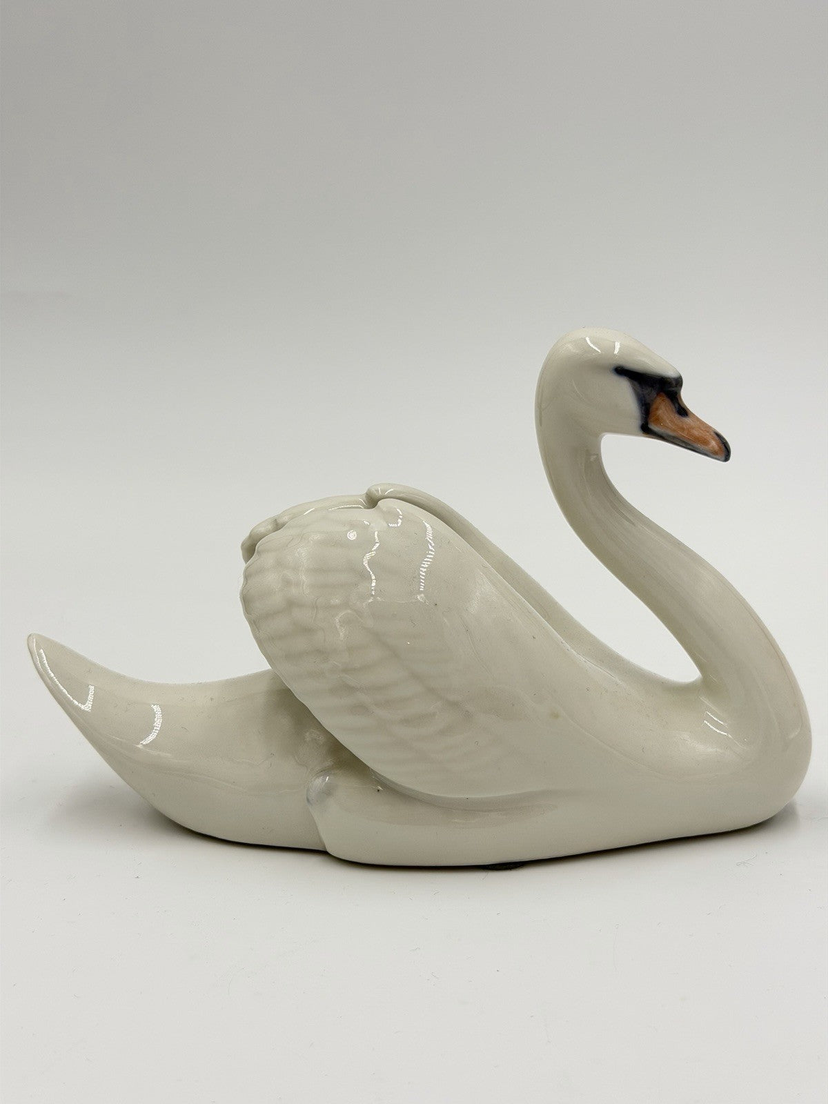Royal Copenhagen Denmark Porcelain Swan Bird Figurine #755 White Glossy 4.5”x7”L