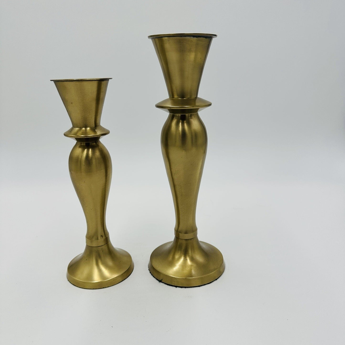 Brass Candleholders Tabletop IHI Solid Made In India Large Vintage Dining Pair