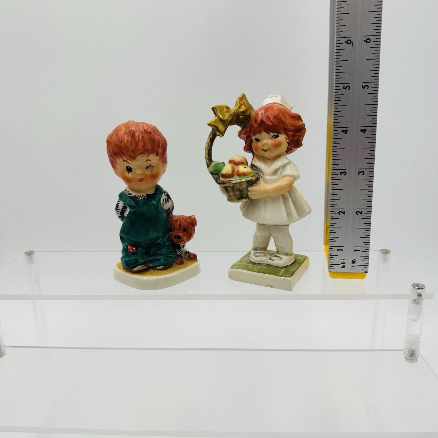 Goebel Red Heads Figurines Cheer Up Nurse Boy W/ Dog Germany 1967 Charlot Byj