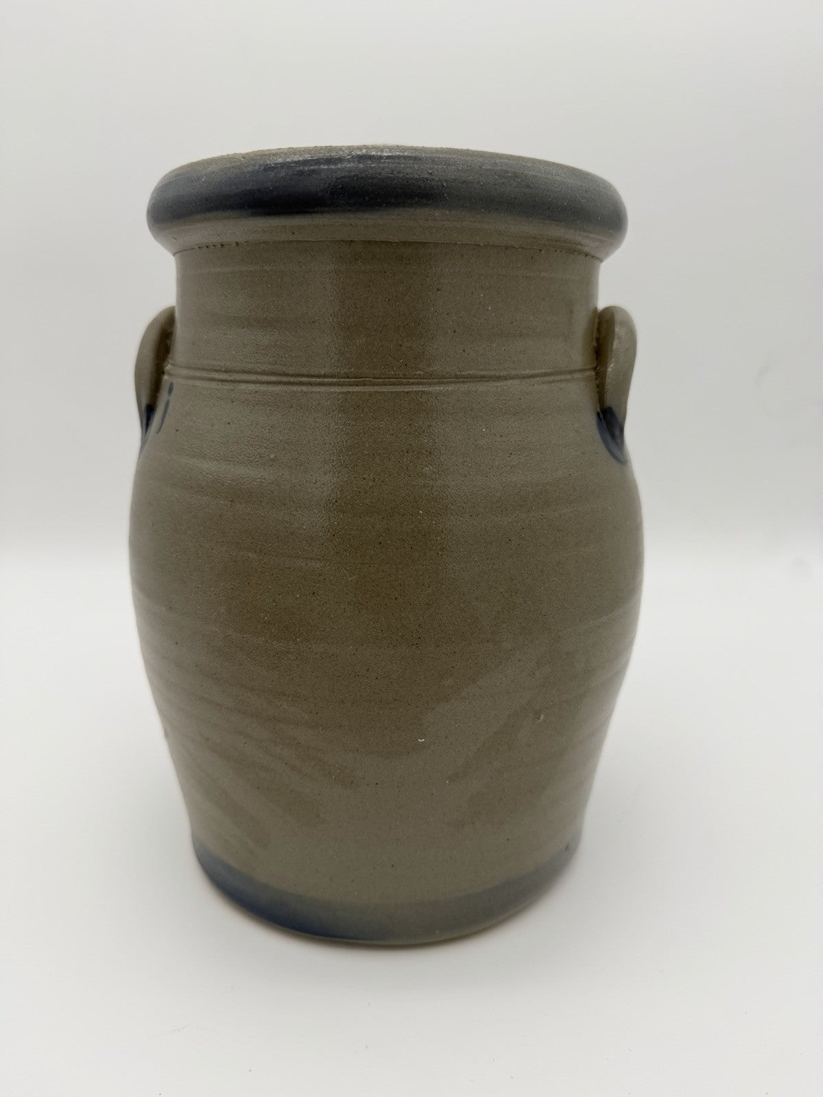 Rowe Pottery Works Lidded Canister Cow Salt Glaze Stoneware 10.75” Gallon 1990