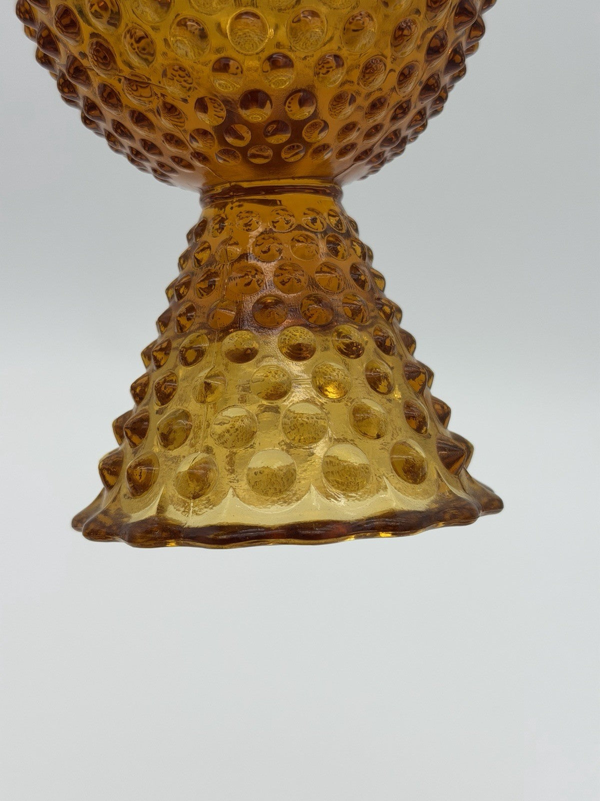 Fenton Art Glass Hobnail Colonial Amber Candy Dish With Lid 11”H Vintage USA