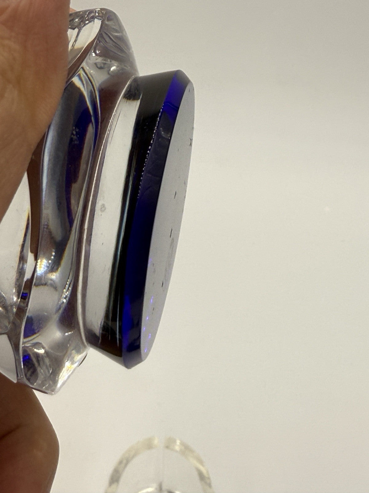 Baccarat Blue French Crystal Paperweight President Herbert Hoover Cameo