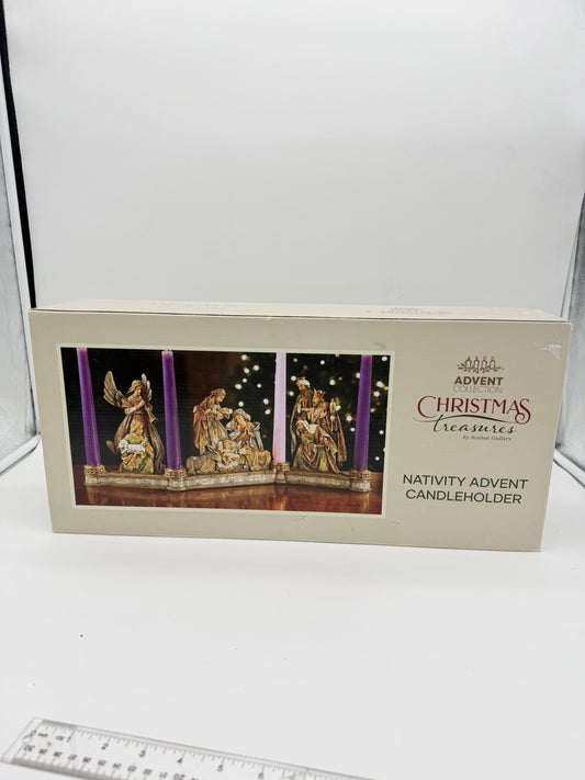 Avon Deluxe Holy Nativity Scene Advent Candle Holder Christmas Decor 18.5x7.5”