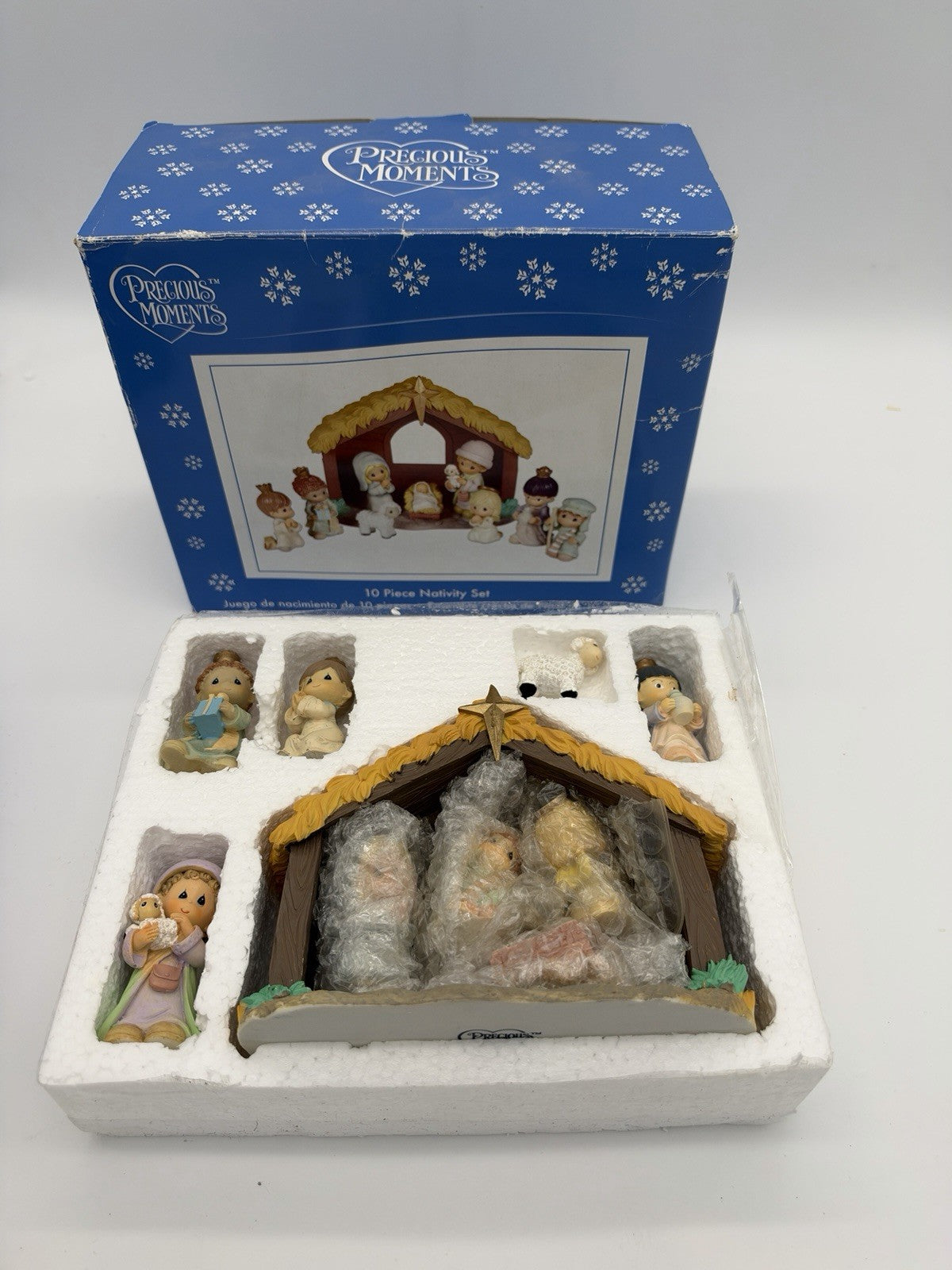Precious Moments Nativity 10 PCs Christmas 2007 Vintage Resin Mini Figurines Box