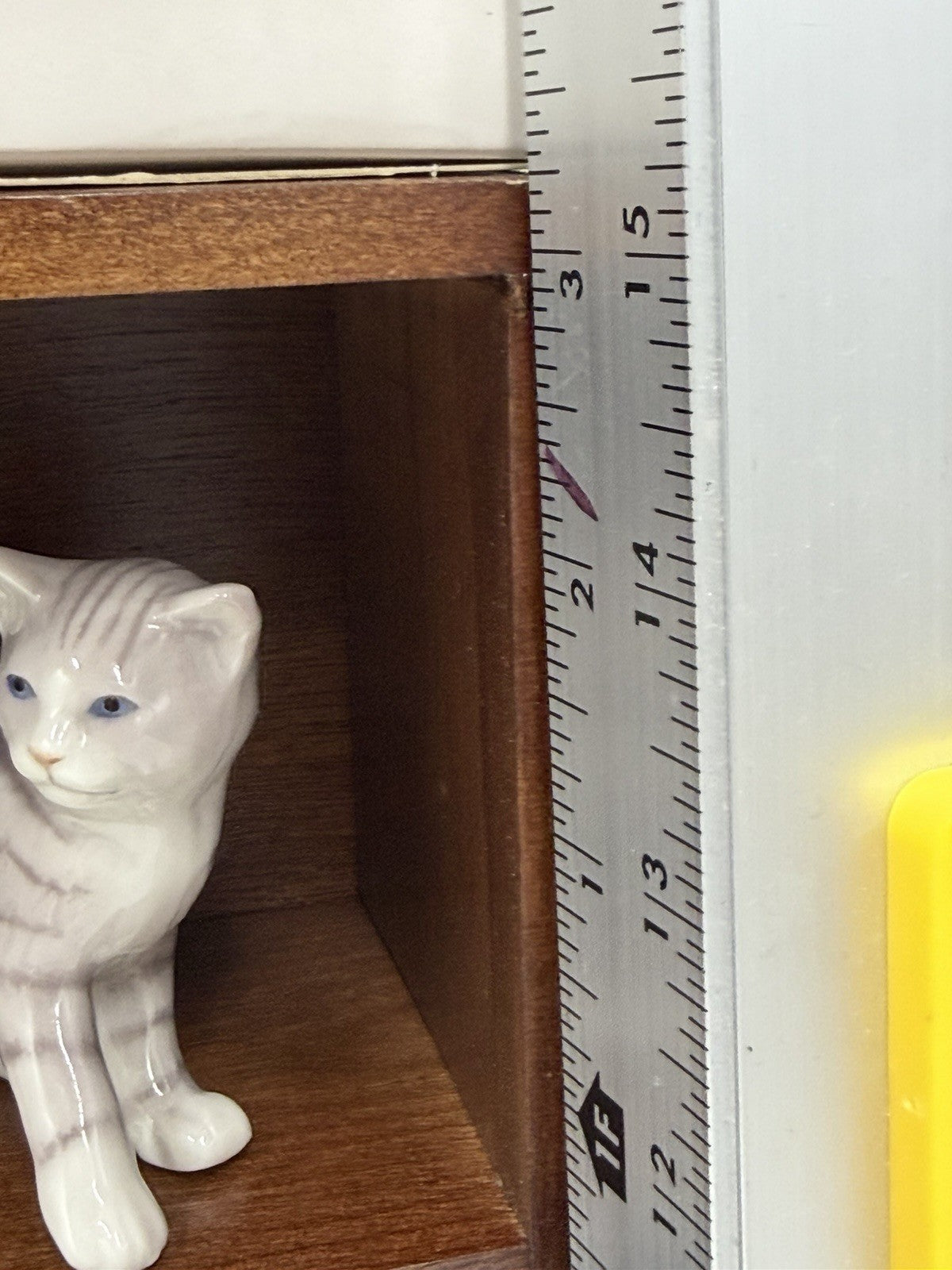 Royal Copenhagen Denmark Porcelain Cat Collection Mini Figurines Wood Shelf