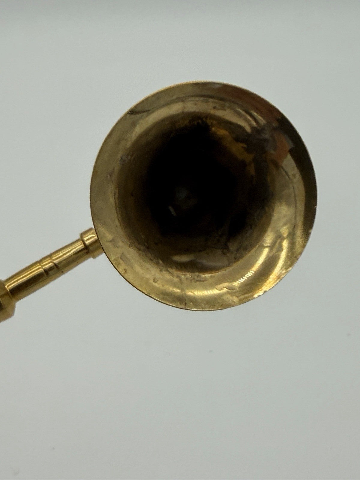 Vintage Brass /Wood Carved Handle Candle Snuffer 12” Retro Mid Century