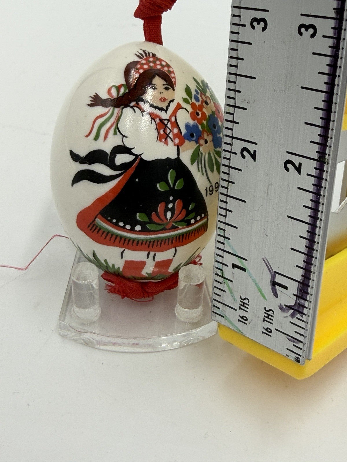 Budapest Hungary European Handpainted Ceramic Egg Christmas Ornament 3.5” 1991