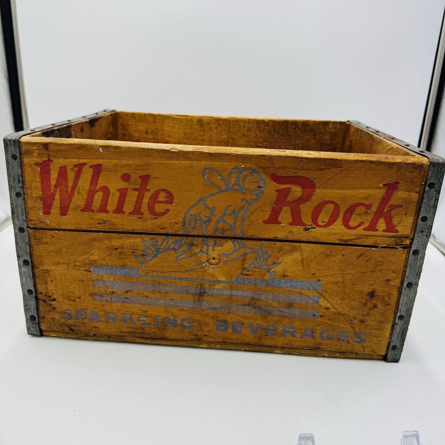 White Rock Sparkling Beverages ORIGINAL WOODEN Crate VINTAGE 1960's Retro Fairy