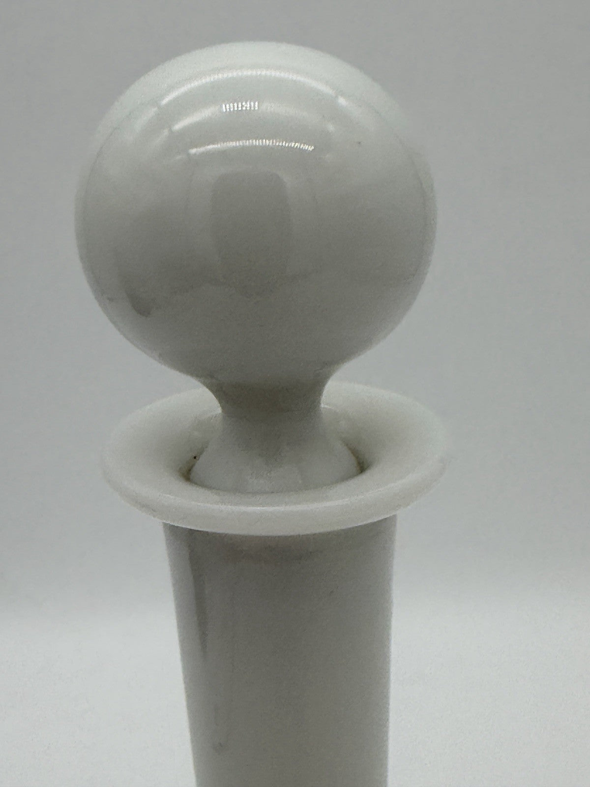Vtg Art Glass Portieux Vallerysthal White Opaline Dresser Bottle /Stopper 11”H