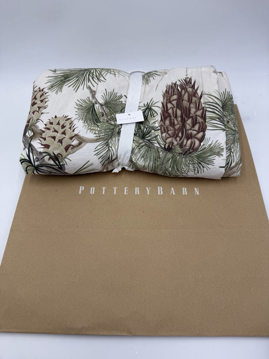 Pottery Barn Winter Pinecone Bird Pattern 100% Cotton Full / Queen Duvet Cover