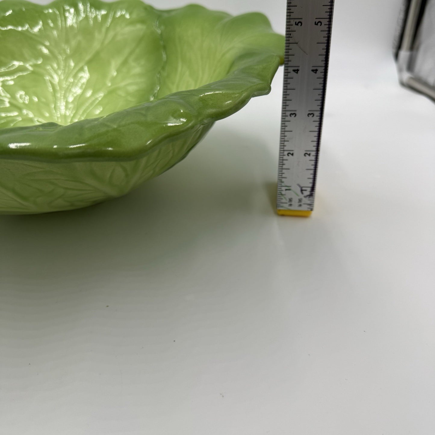 Metlox Manufacturing & Co USA Art Pottery Large Cabbage Ceramic Green Bowl 4”x15