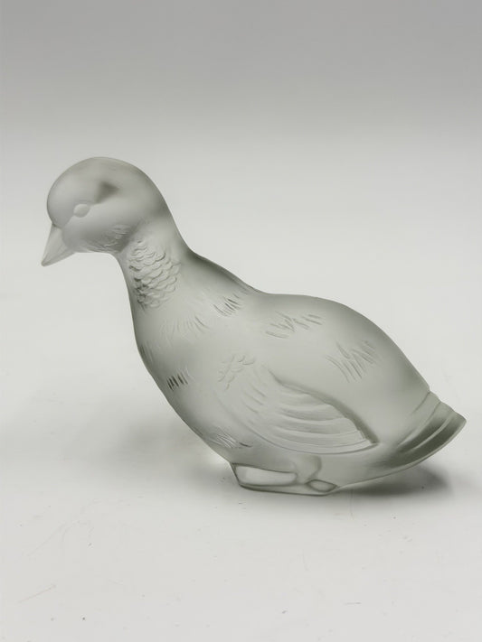 Baccarat France Crystal 3”x5”Frosted Clear Glass Duck Duckling Figurine Vintage