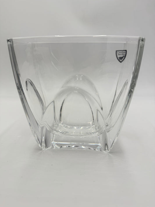 Orrefors Sweden H1253 Clear Cathedral Crystal Oblong Vase Large 6”Hx7”Lx4” Signe