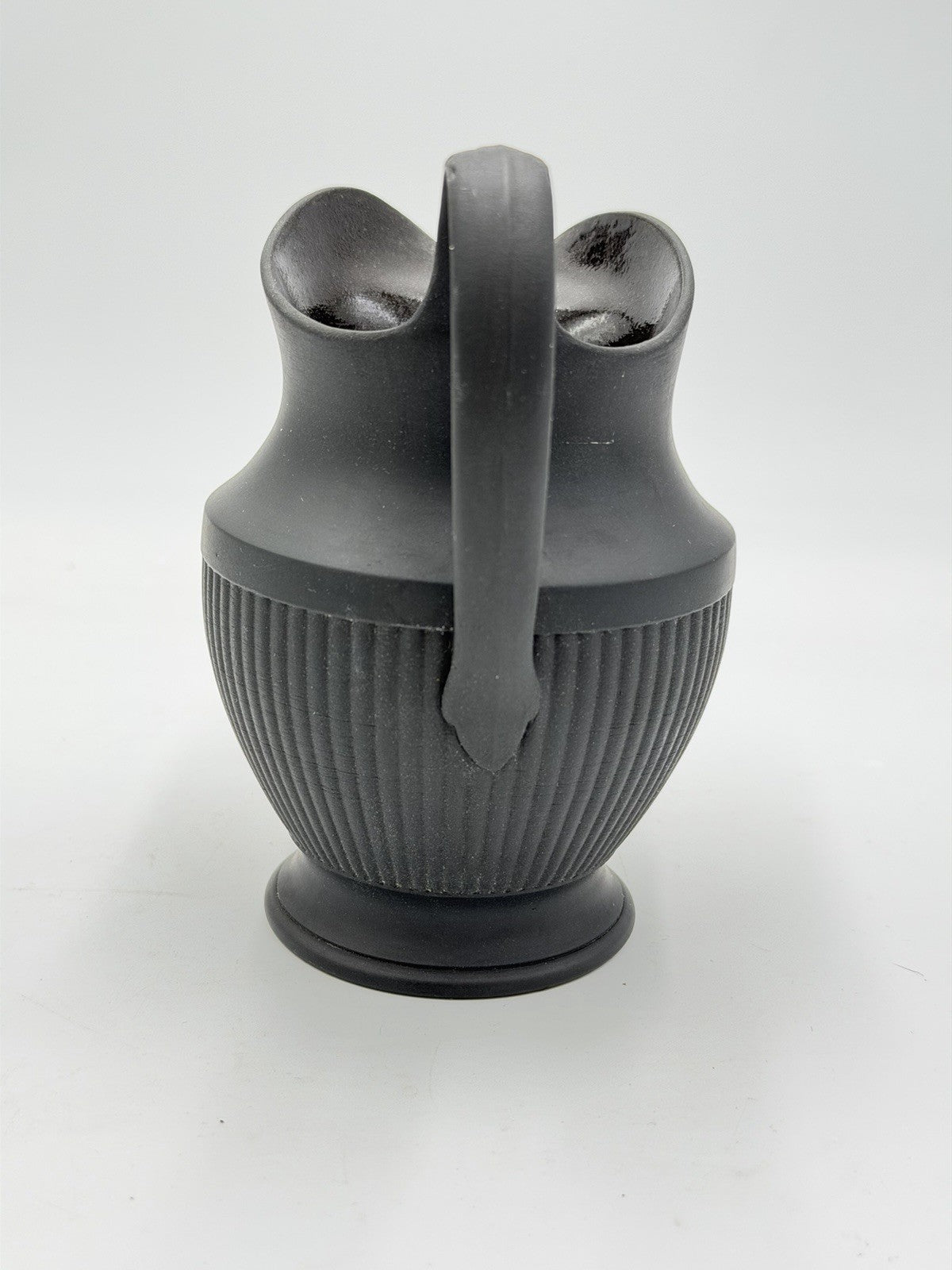 Wedgwood Black Basalt Antique Shape Fluted Creamer Pitcher 5.5”HAntique 19th C