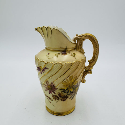 Antique Royal Worcester #1652 Blush Ivory English Porcelain Gilt Floral Mini 5in