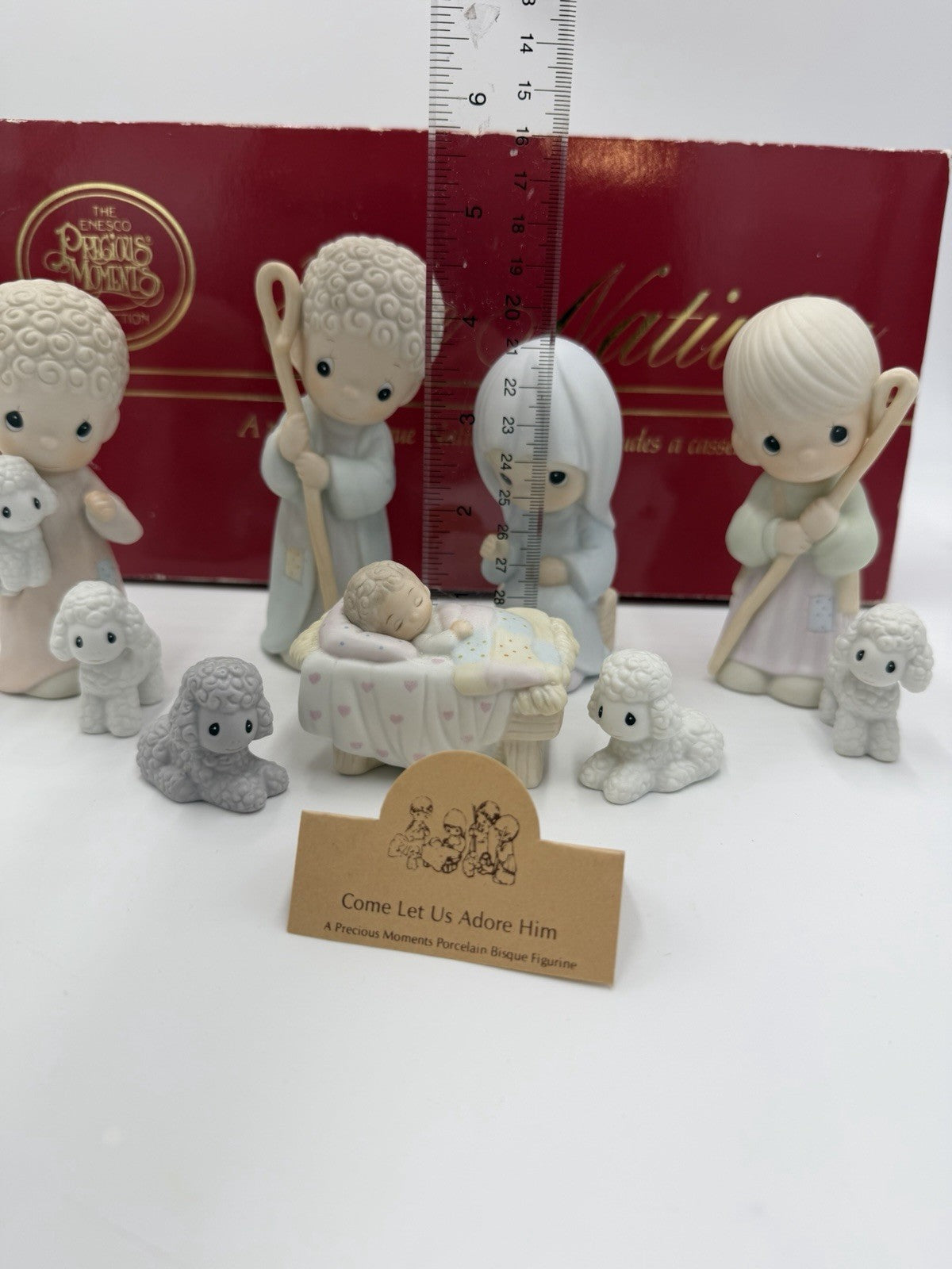 Precious Moments The Nativity Porcelain Bisque 9 Piece Set Figurines