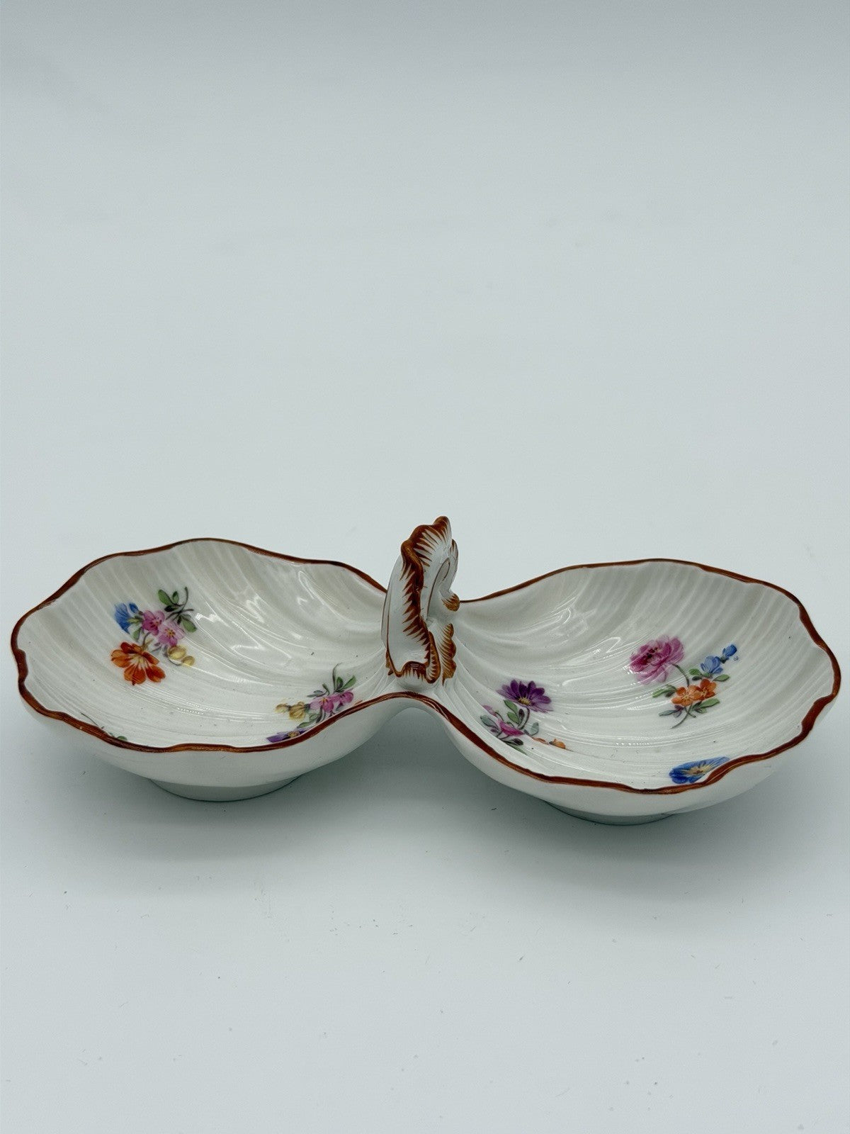 Antique Meissen porcelain double sided dish /tray floral painted 18th century