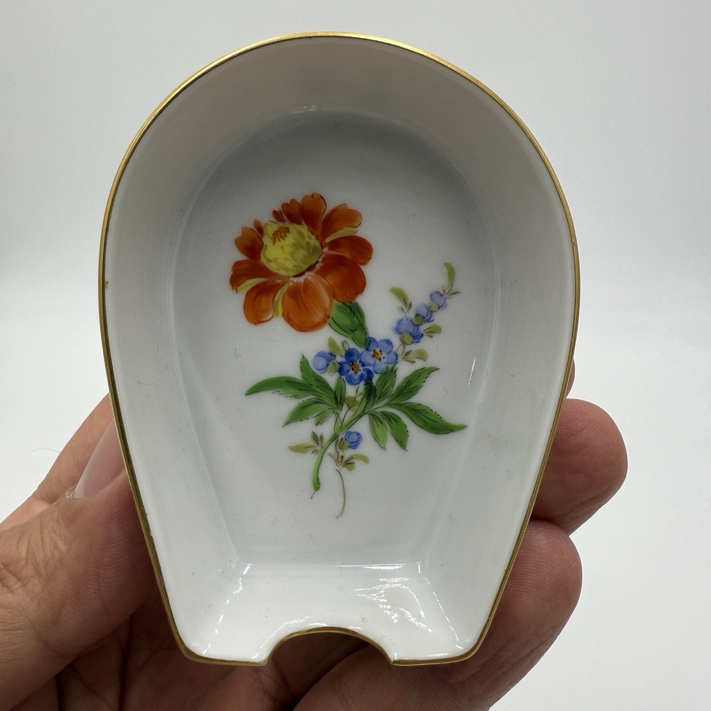 Meissen Ashtrays Pair Of Porcelain Floral Painted Germany Antique 19th Century