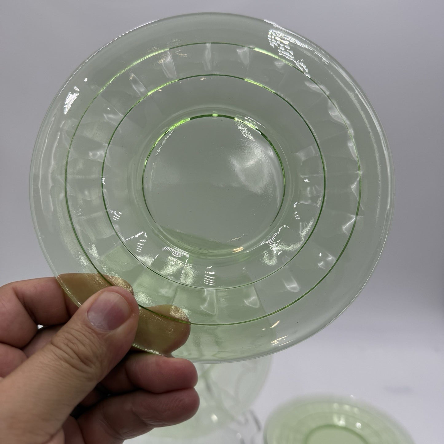 Hocking 1930’s Block Optic 6” Green Depression Glass Plates Dessert Uranium 5 PC