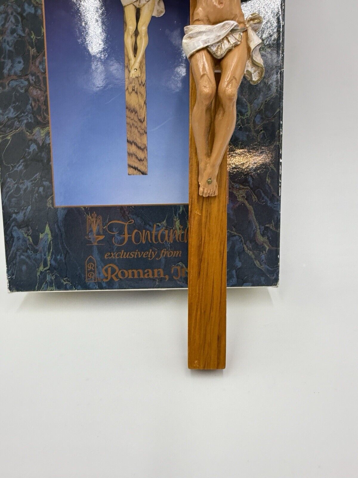 Genuine Fontanini Italy Corpus Crucifix 12" Wood Cross Jesus Christ Figurine Box