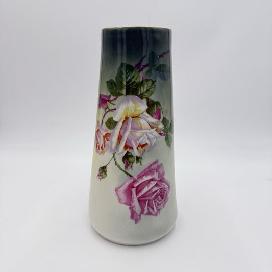 Antique Carl Tielsch CT Altwasser Silesia Germany Hand Painted Vase 1900's 10.4”