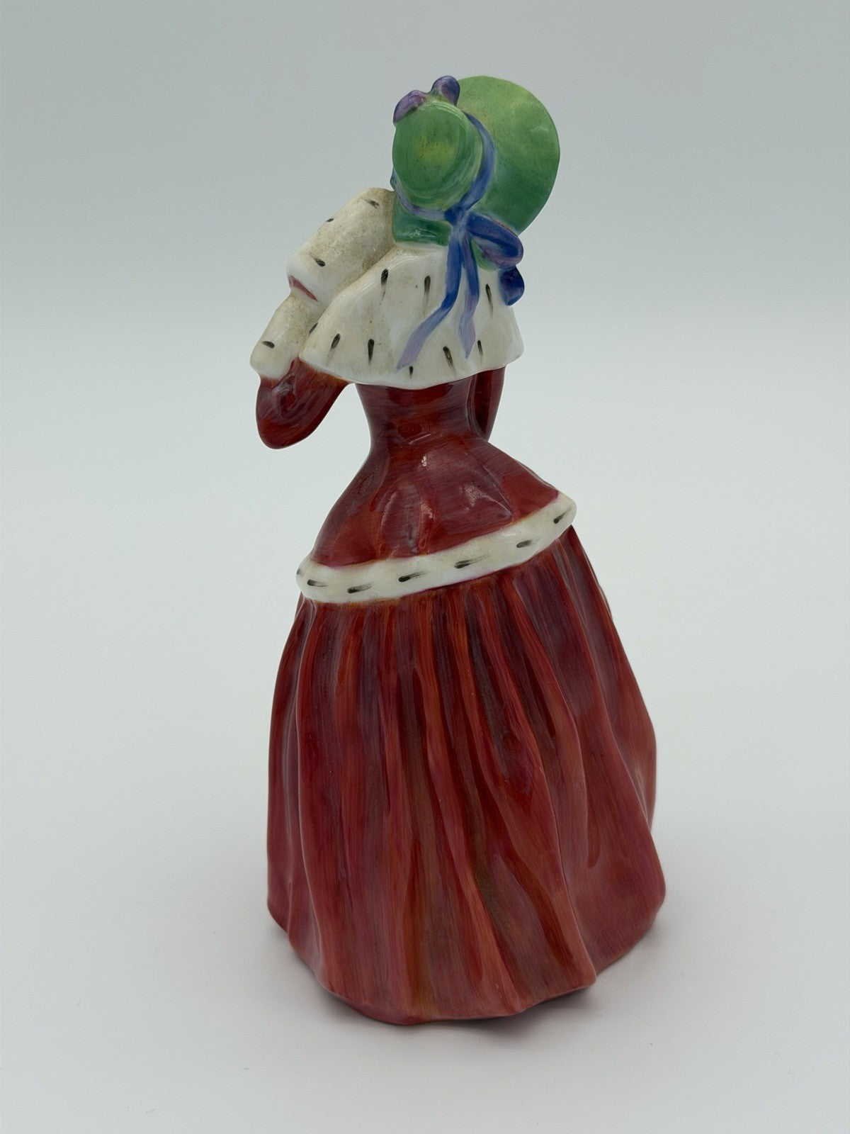 Royal Doulton England Porcelain Christmas Morn Painted Red Dress Lady Figurine 7