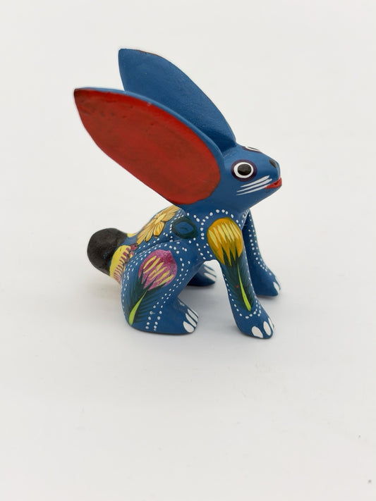 Alebrije folk art Oaxacan wood carving Hand Painted Floral Rabbit Bunny Figurine