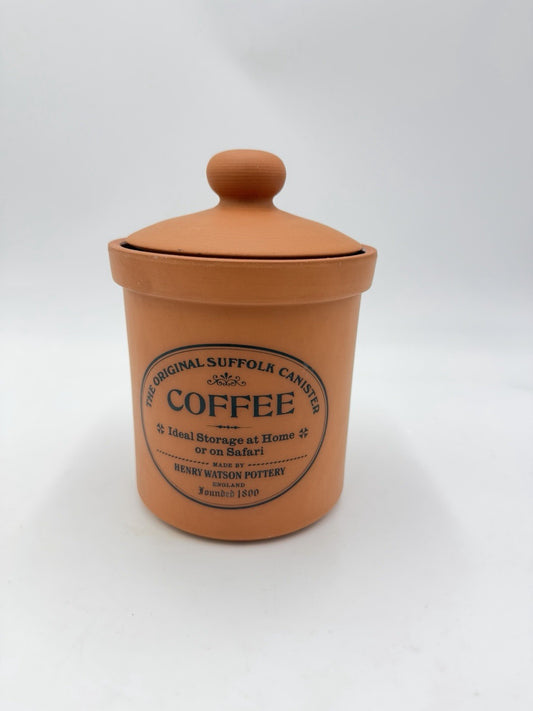 Henry Watson Pottery COFFEE The Original Suffolk Canister Terracotta England 7”H