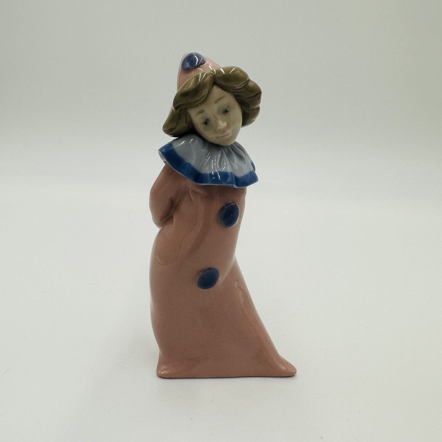 Nao Lladró Daisa Figurine Clown Girl Pink Blue Pierrot 1987 Spain Retired