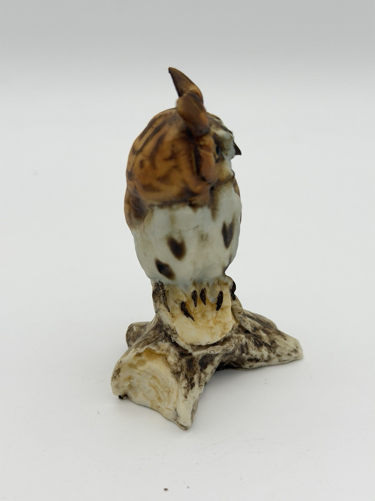 Tay Italy Porcelain Long Eared Owl Signed Figurine Hand Painted 3.5”H Vintage