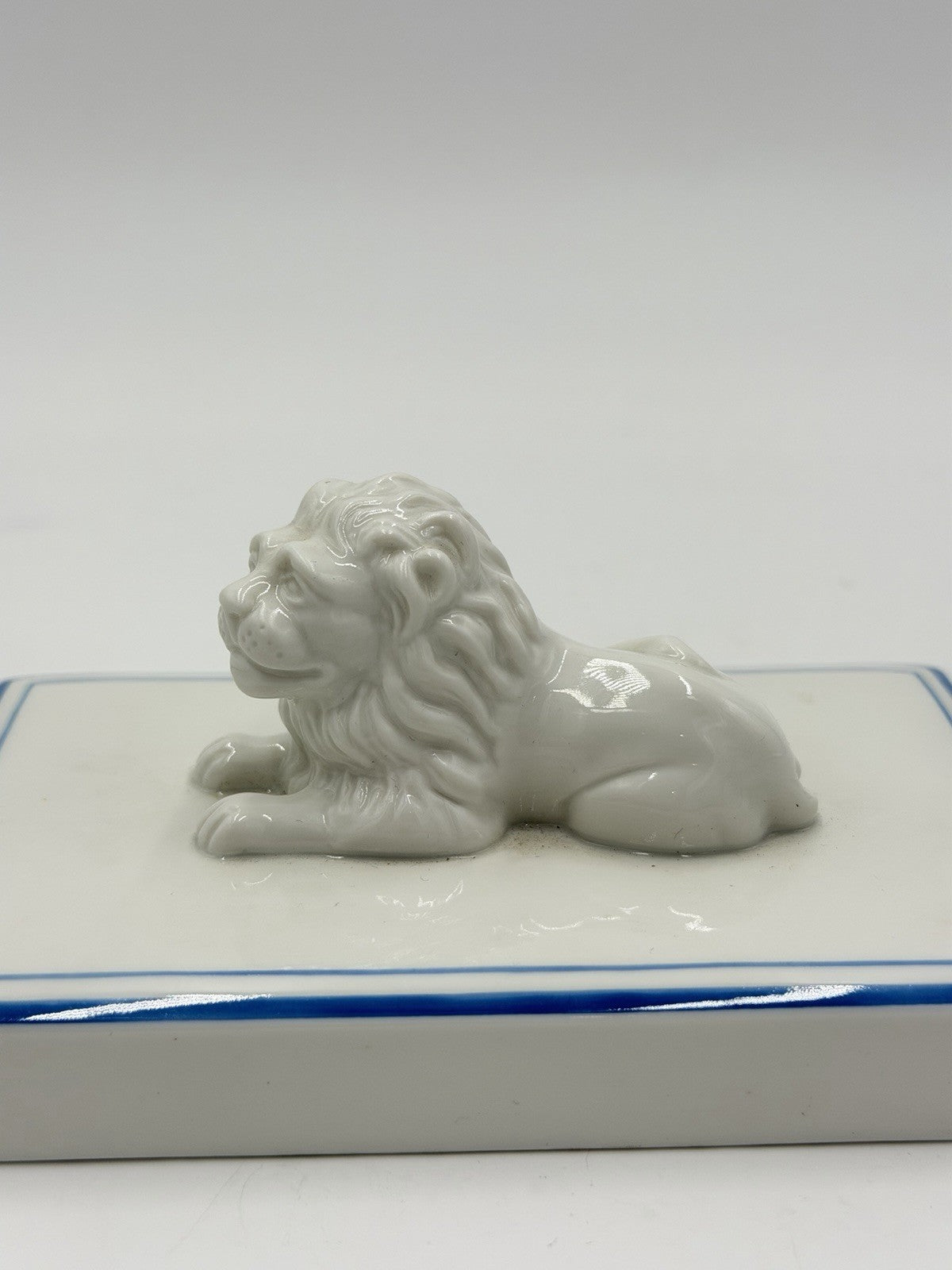 Nymphenburg Porcelain Germany Bavarian Lion Blue Border Antique Figurine