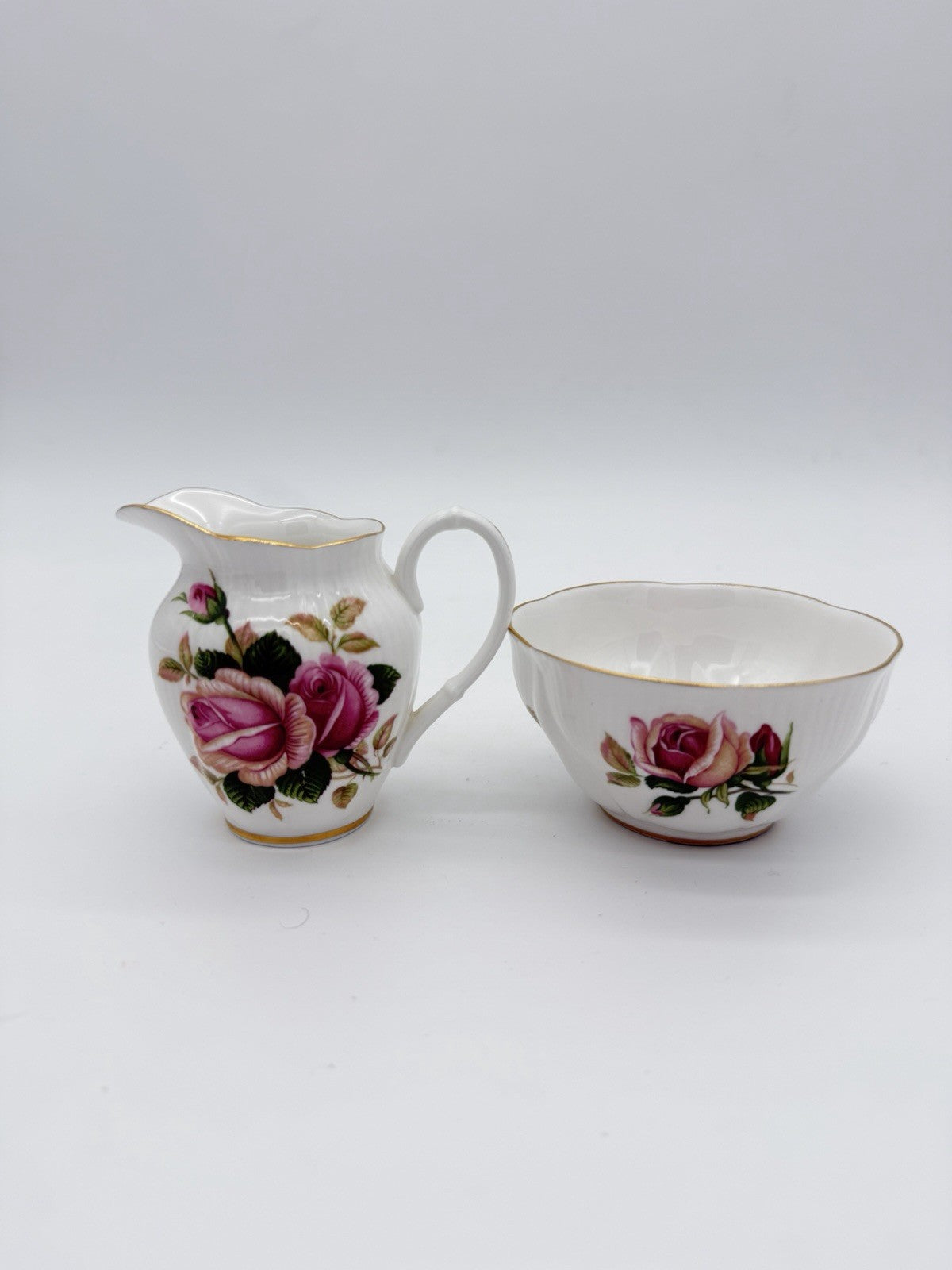 Royal Albert England Porcelain English Beauty Floral Rose Creamer & Sugar Bowl