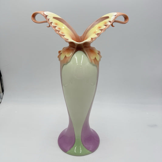 FRANZ porcelain 15 1/2” Papillon-Butterfly Collection Vase-Spread Wings