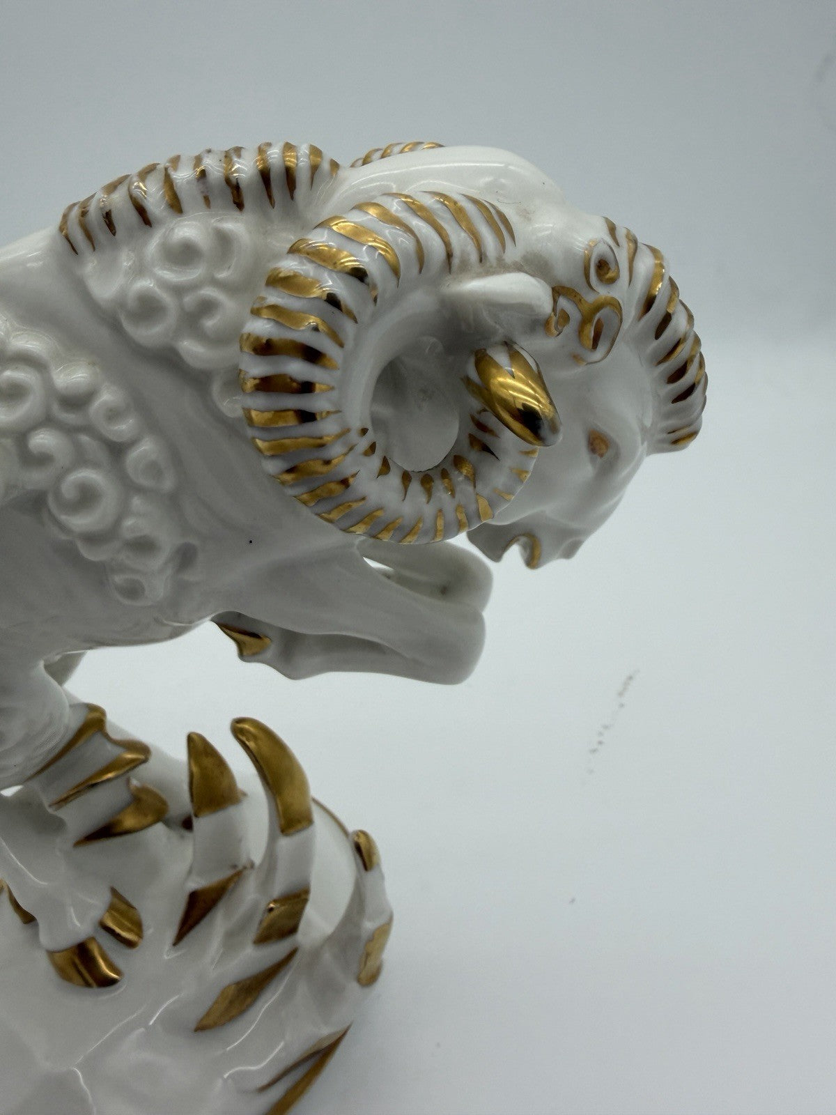 Hutschenreuther Art Deco porcelain High Spirits putto riding ram figurine 7”