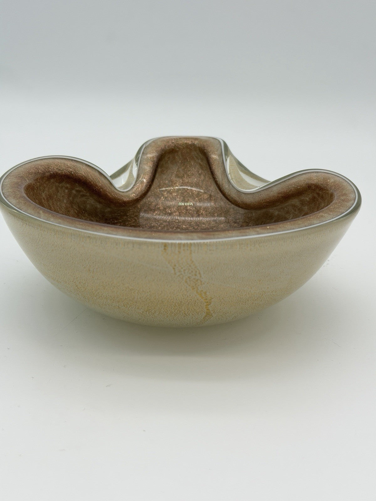 Murano Art Glass Alfredo Barbini Gold Dust Vintage 1950 Ashtray Bowl