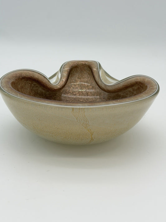 Murano Art Glass Alfredo Barbini Gold Dust Vintage 1950 Ashtray Bowl
